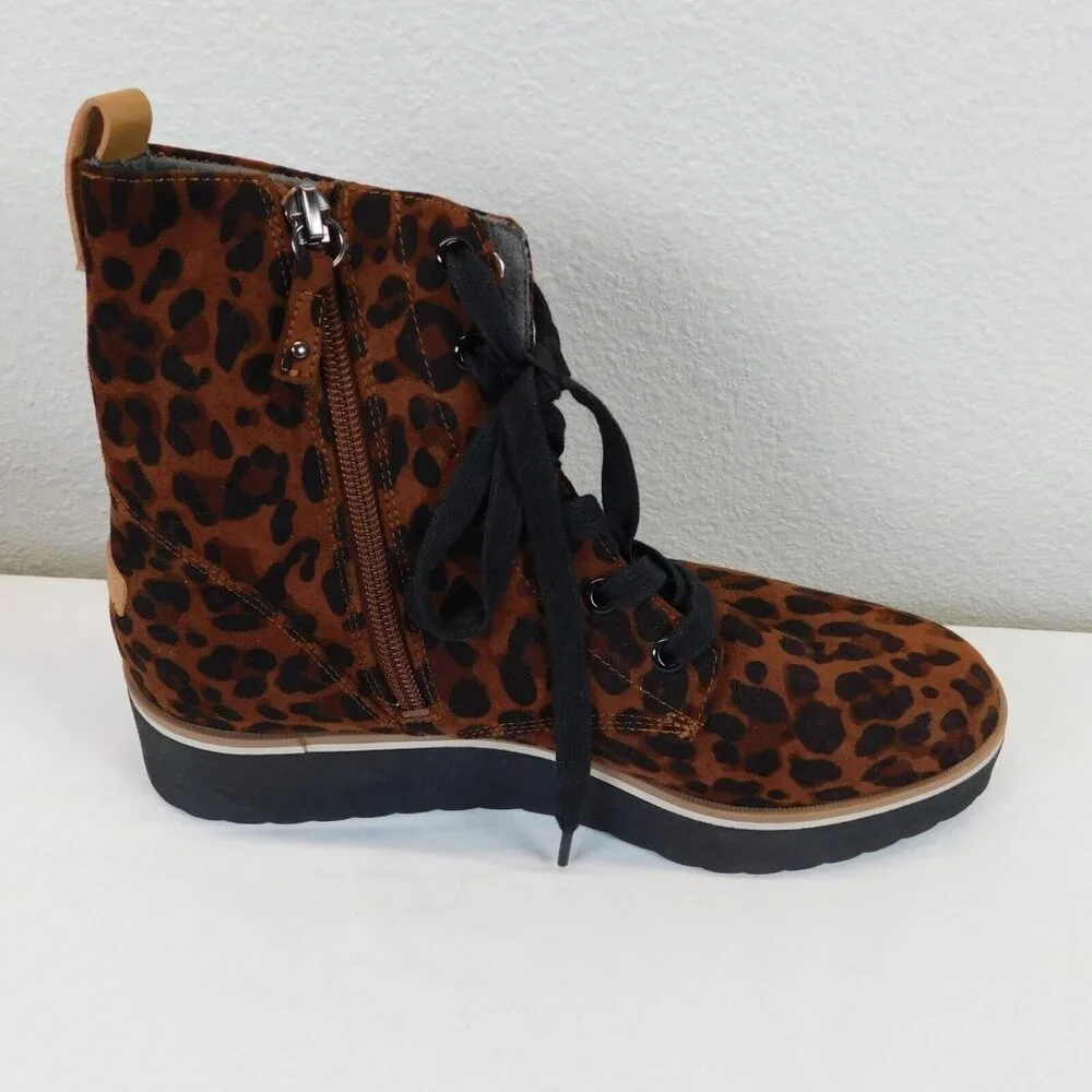 Dr Scholls Womens Leopard Print Zipper Lace Up Slip On Ankle Boots Sneakers 7M - Picture 5 of 11